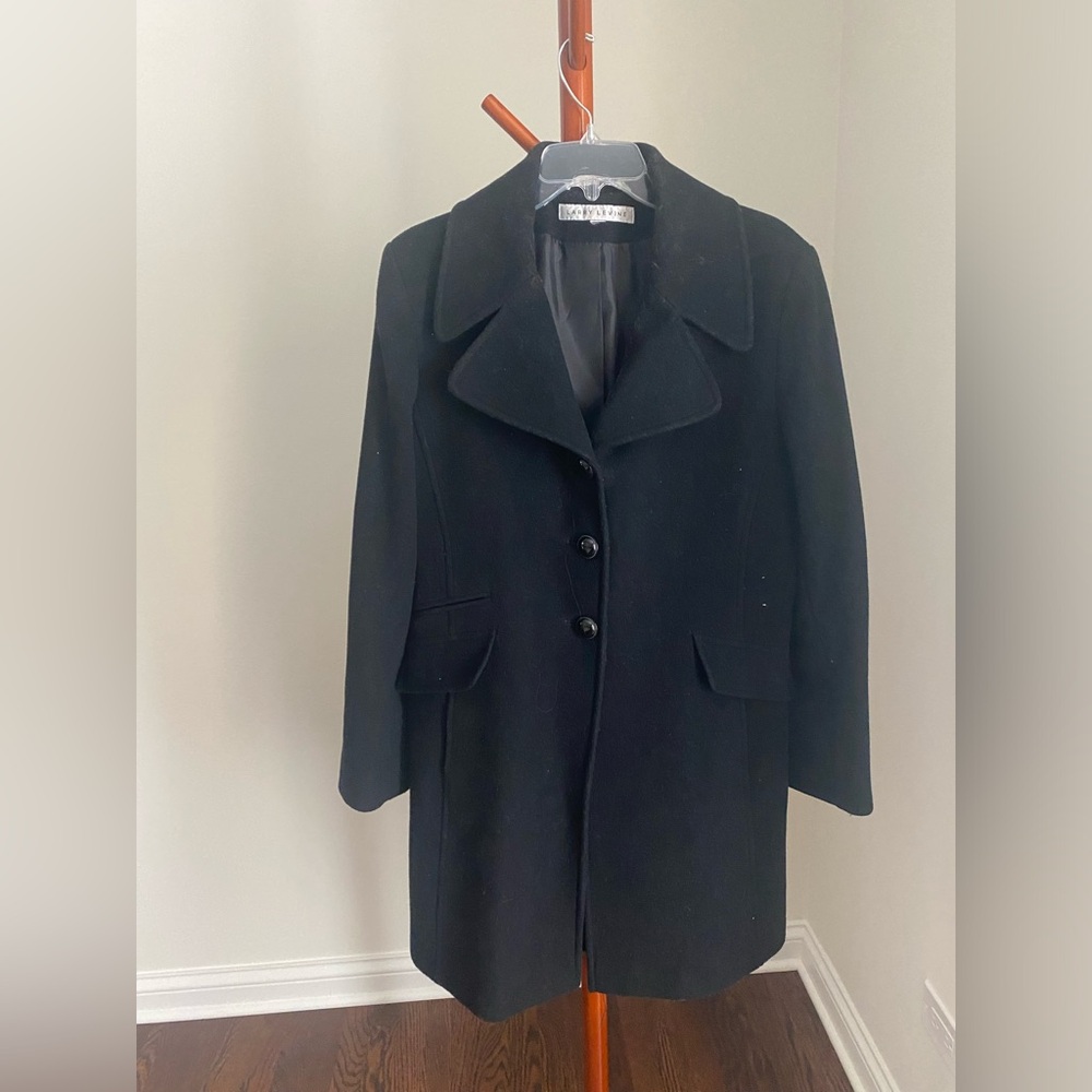 Vintage Black Wool-Blend Women's Coat by Larry Levine